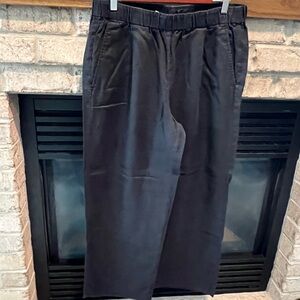 Eileen Fisher Black Casual Elastic-waist Linen Pants